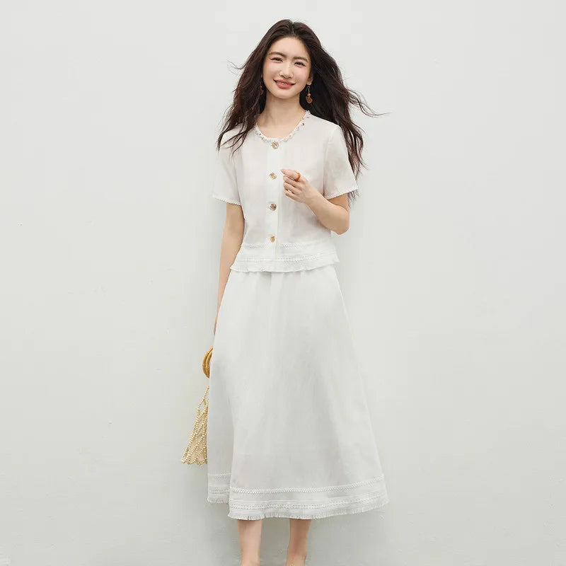 Short-Sleeve Top and Skirt Set