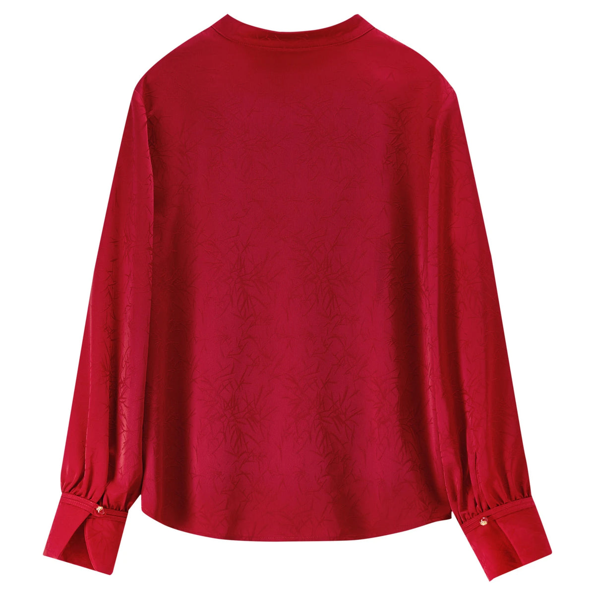 Tie-Neck Asymmetric-Button Blouse
