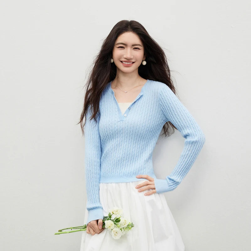 Ribbed Layered-Neck Top