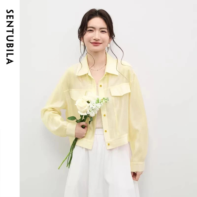 Sheer Cropped Shirt Jacket