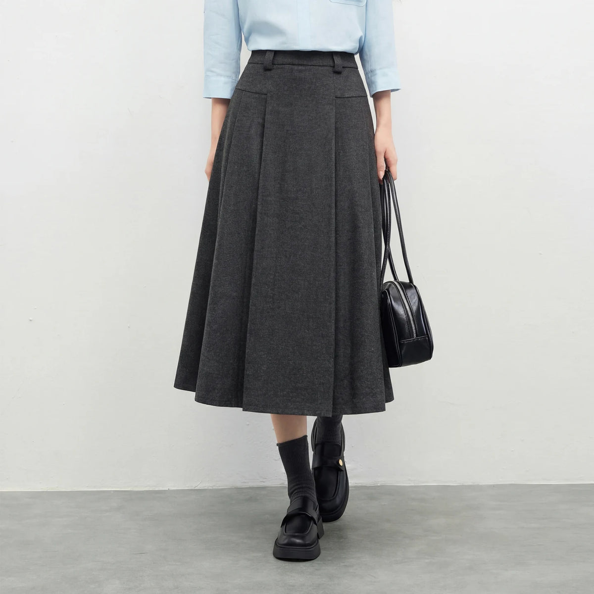 Pleated A-Line Skirt