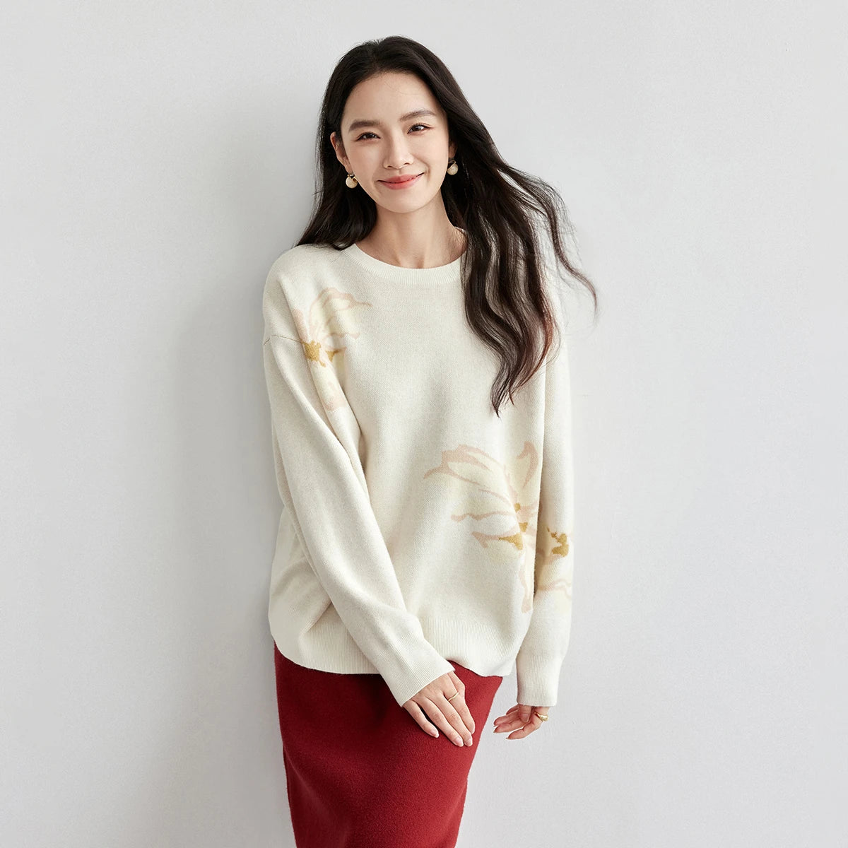 Floral Crew-Neck Sweater