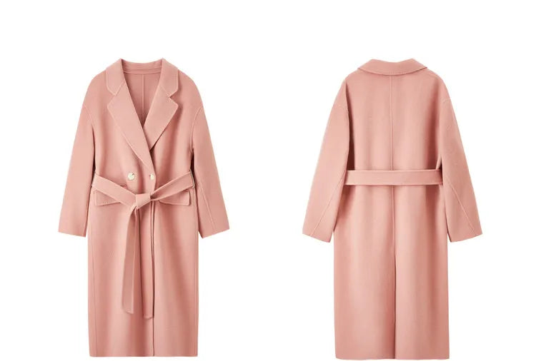 Belted Notched-Lapel Coat