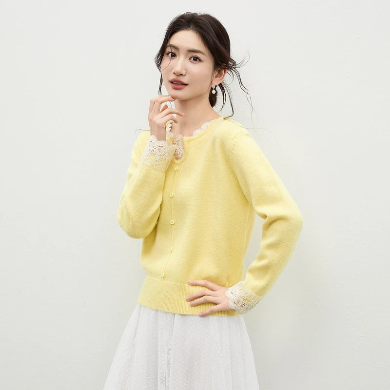Lace-Trim Crew-Neck Sweater