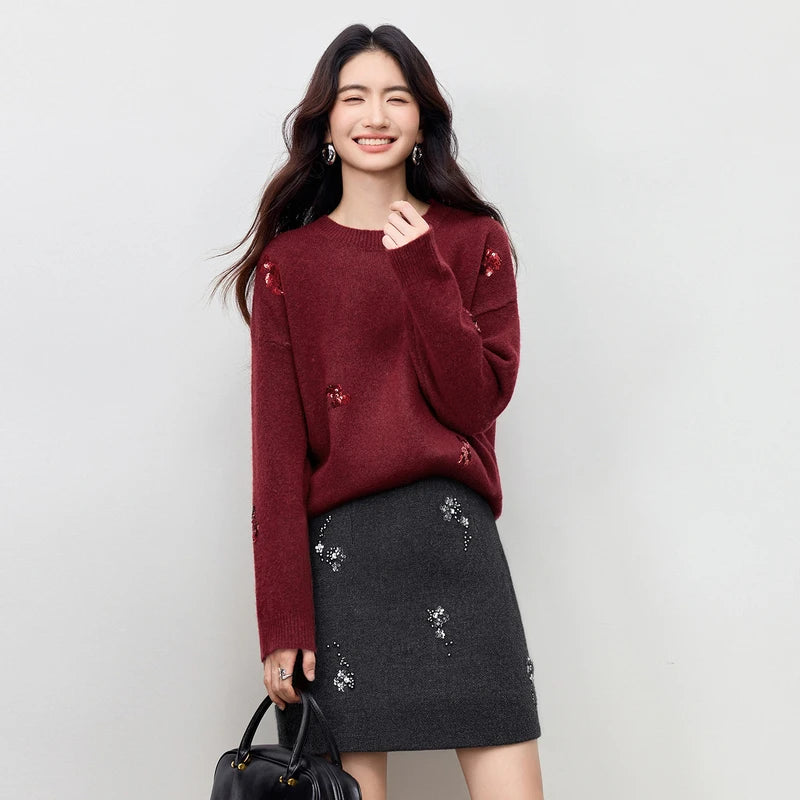 Embellished Sweater and Mini Skirt Set
