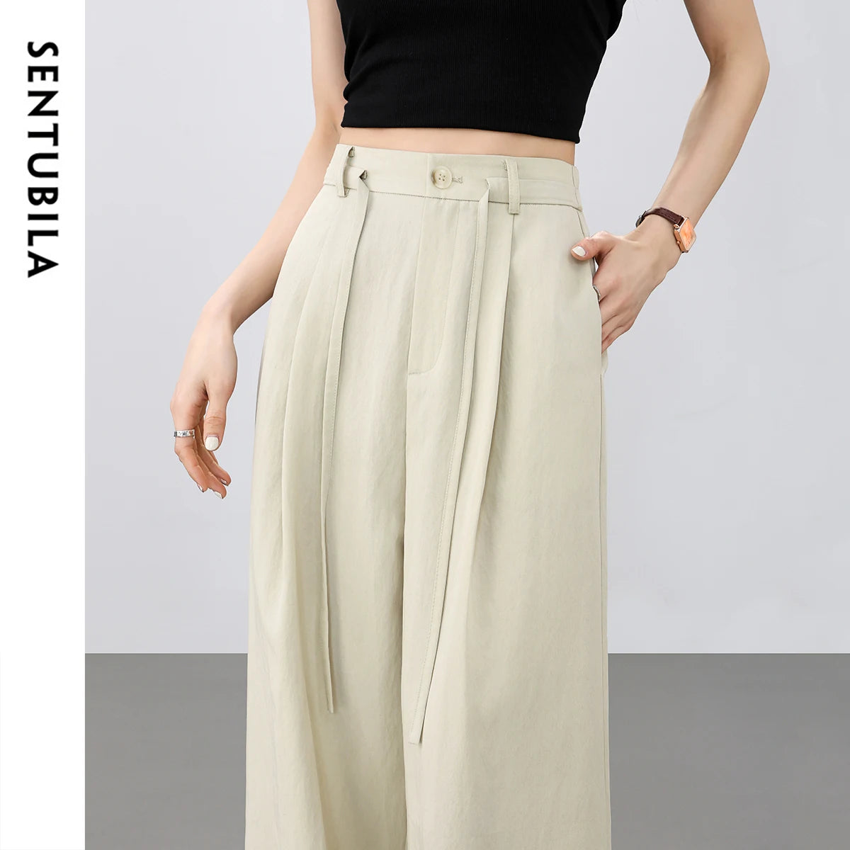 Pleated Wide-Leg Pants