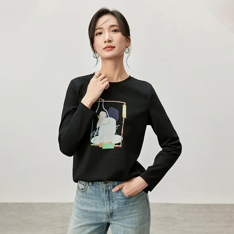 Abstract-Print Long-Sleeve Tee