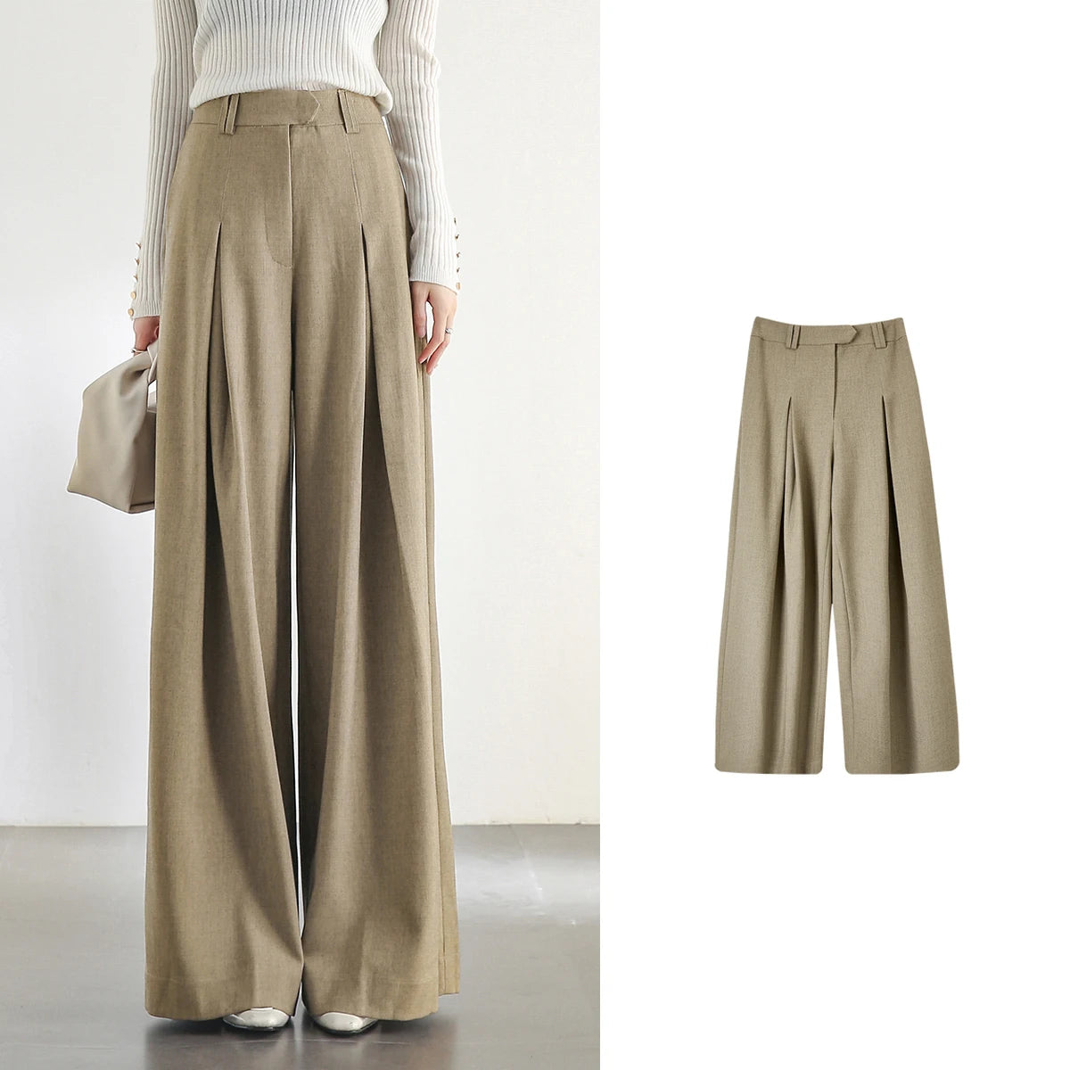 Pleated Wide-Leg Pants