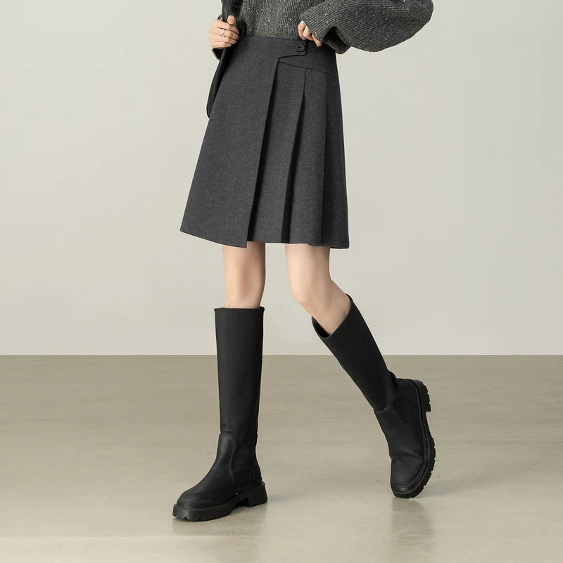 Asymmetric Pleated Mini Skirt