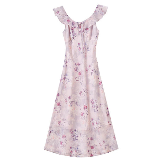 Floral Ruffle-Strap Midi Dress