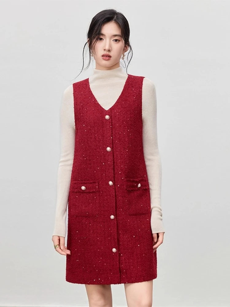 Button-Front Sleeveless Mini Dress