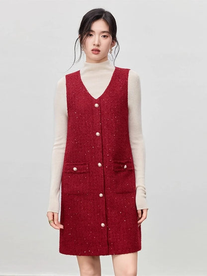 Button-Front Sleeveless Mini Dress