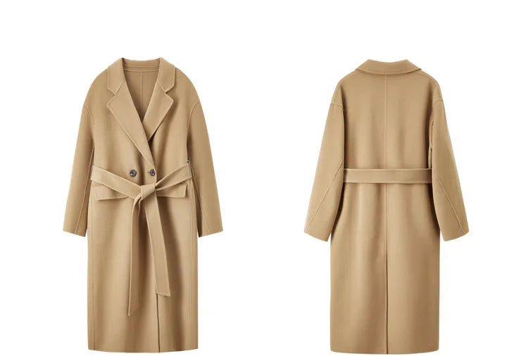 Belted Notched-Lapel Coat
