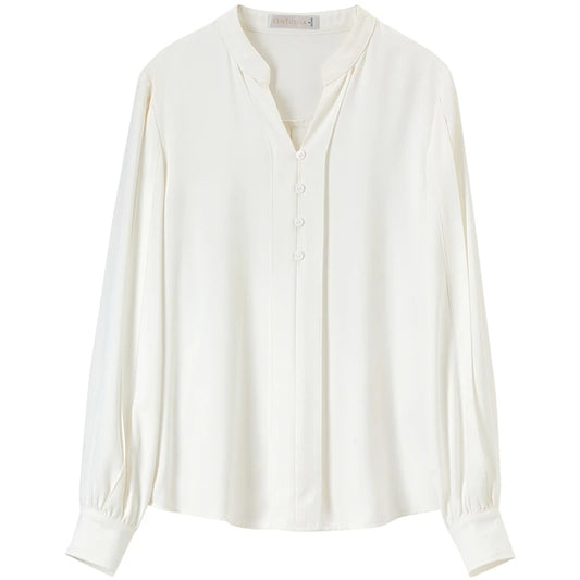 Split-Neck Long-Sleeve Blouse