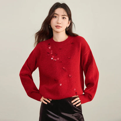 Sequin-Detail Crew-Neck Sweater