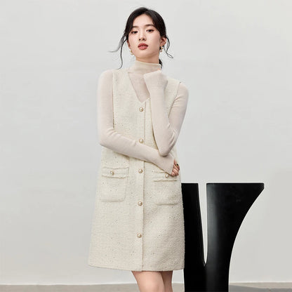 Button-Front Sleeveless Mini Dress