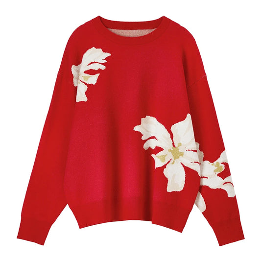 Floral Crew-Neck Sweater