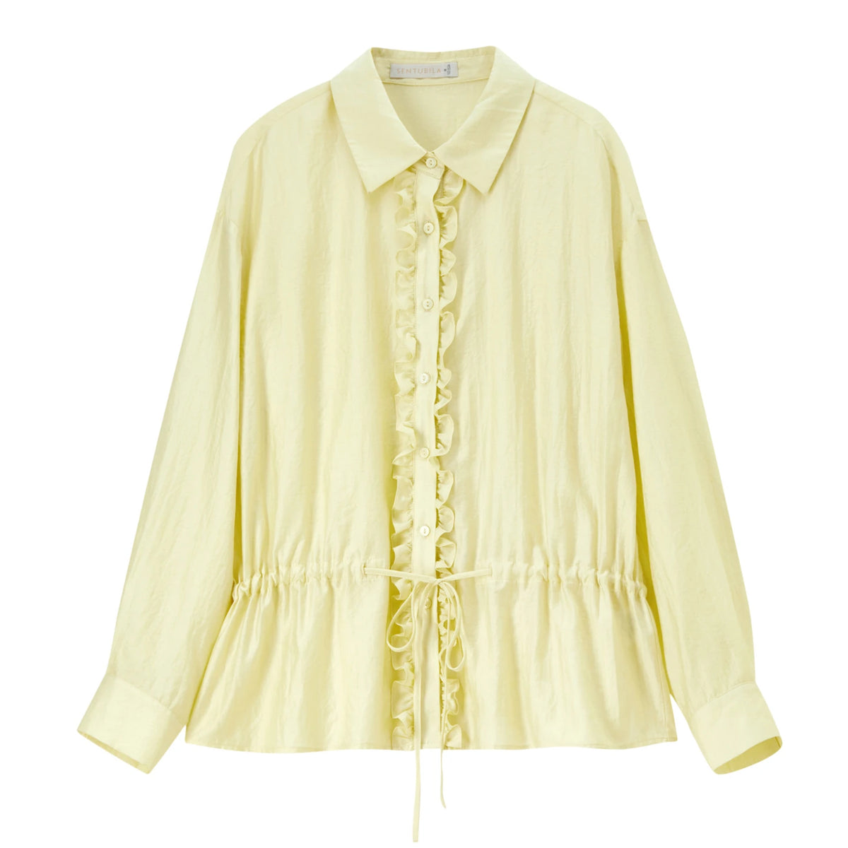 Ruffle-Trim Drawstring-Waist Shirt