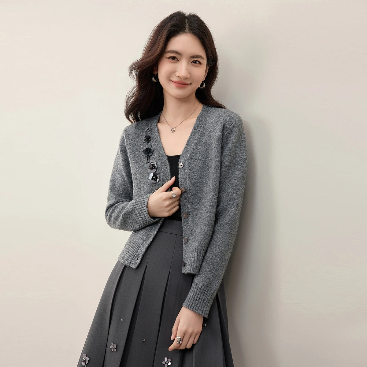 Embellished V-Neck Cardigan