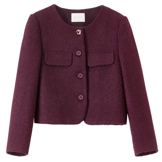 Round-Neck Cropped Jacket