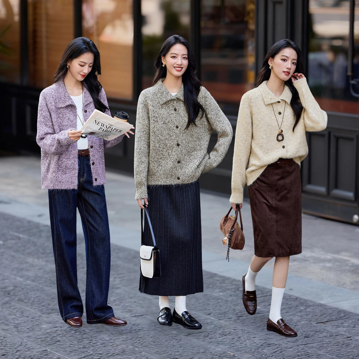 Textured High-Neck Cardigan