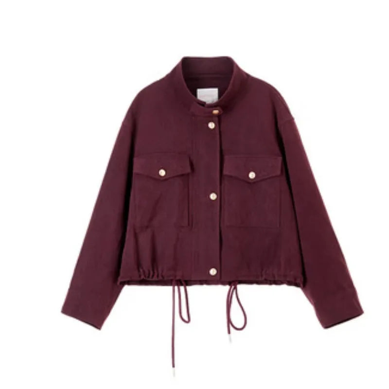 Drawstring-Hem Pocket Jacket