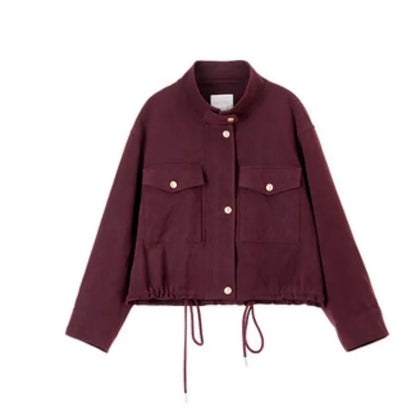 Drawstring-Hem Pocket Jacket
