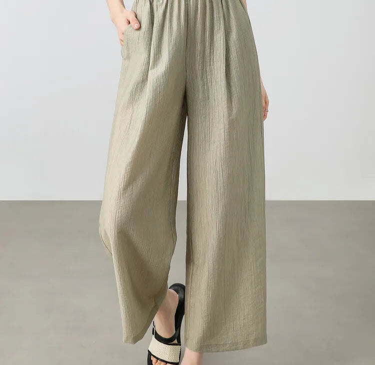 Elastic-Waist Wide-Leg Pants