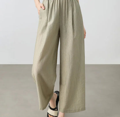 Elastic-Waist Wide-Leg Pants