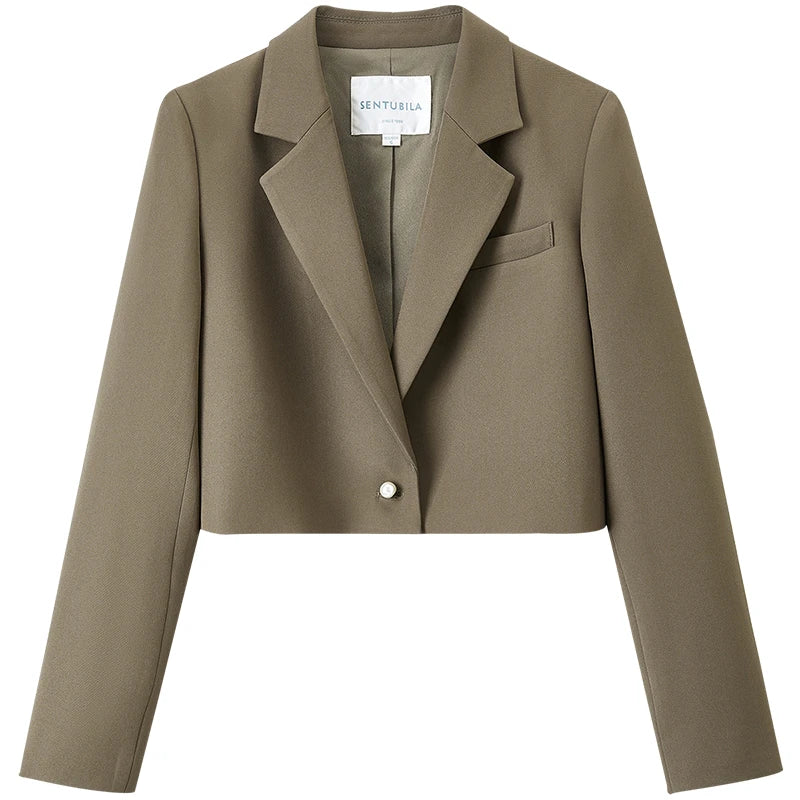 Cropped Notched-Lapel Blazer