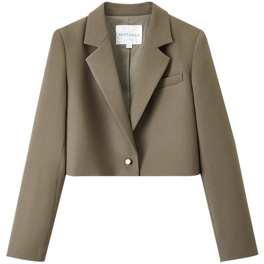Cropped Notched-Lapel Blazer