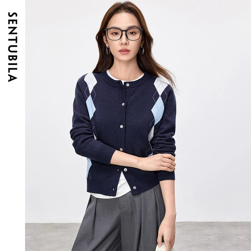 Argyle Crew-Neck Cardigan