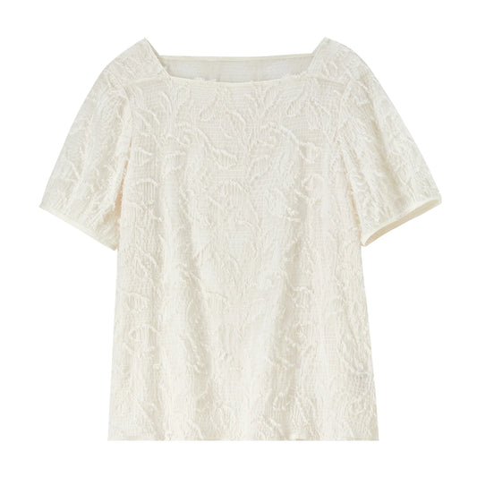 Textured Short-Sleeve Blouse