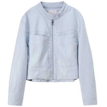 Stand-Collar Zip-Front Jacket
