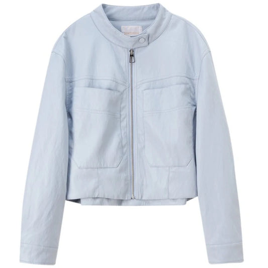 Stand-Collar Zip-Front Jacket