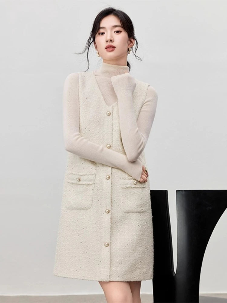 Button-Front Sleeveless Mini Dress