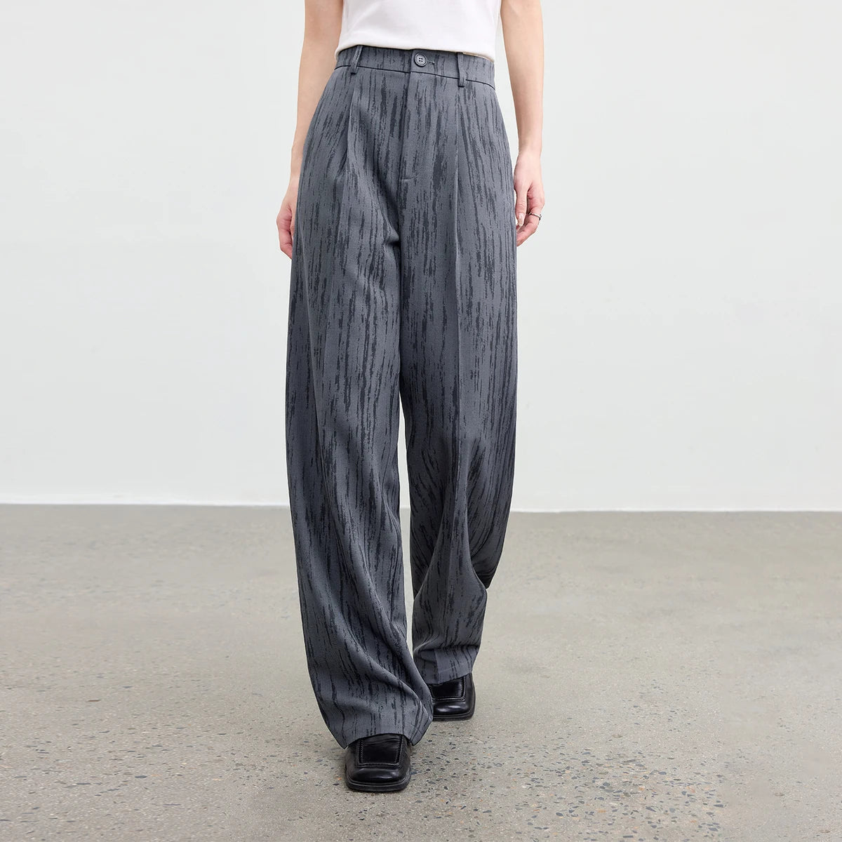 Textured Wide-Leg Pants
