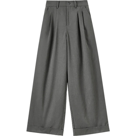 Pleated Cuffed Wide-Leg Pants