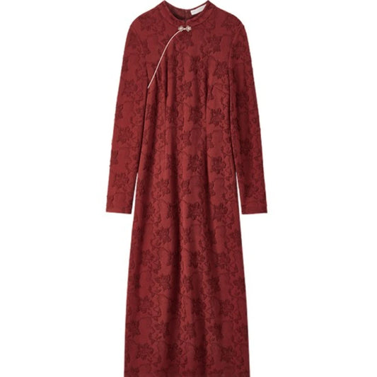 Floral Stand-Collar Dress