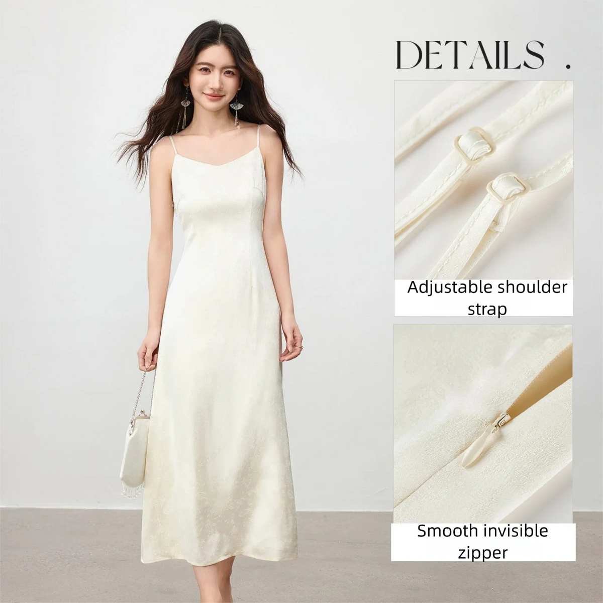 V-Neck Midi Slip Dress