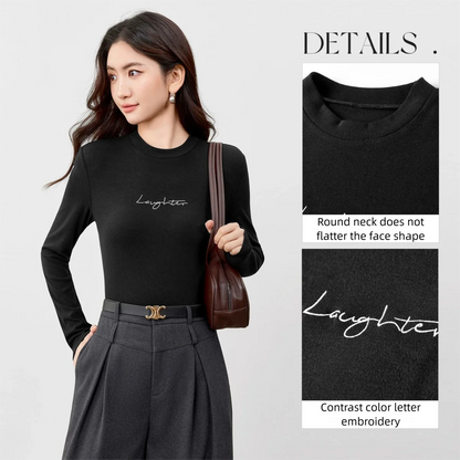 Lettering Crew-Neck Long-Sleeve Top