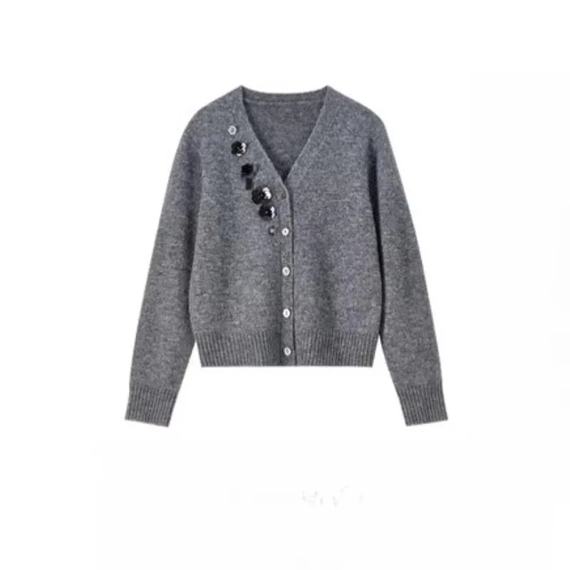 Embellished V-Neck Cardigan
