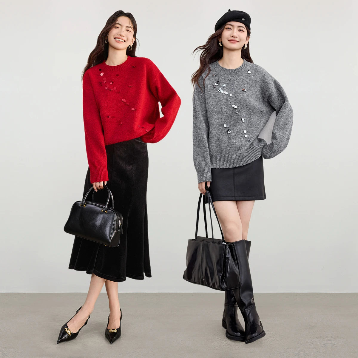Sequin-Detail Crew-Neck Sweater