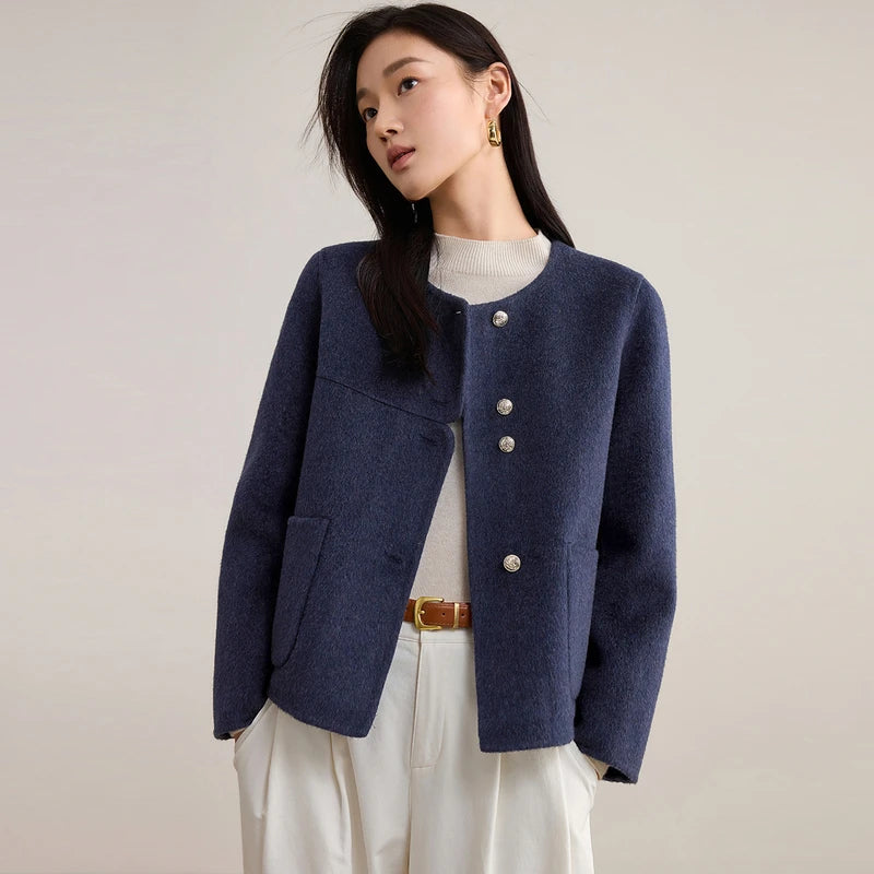 Collarless Patch-Pocket Jacket