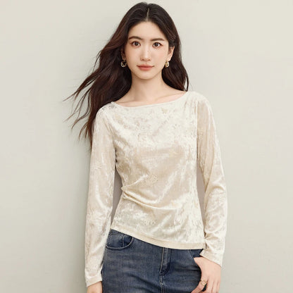 Draped-Neck Textured Top