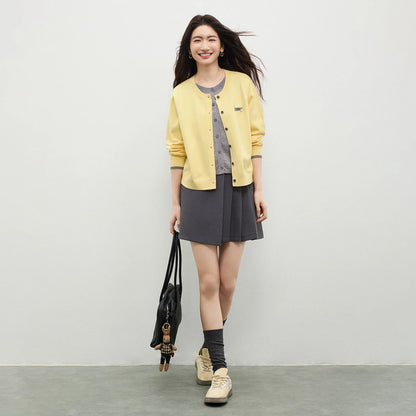 Layered-Look Round-Neck Cardigan