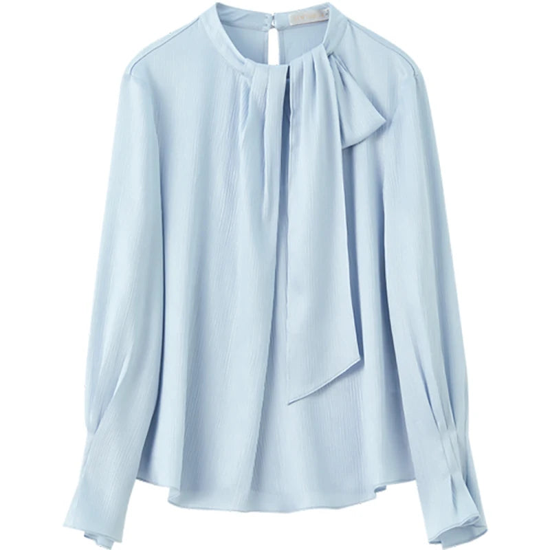 Tie-Neck Long-Sleeve Blouse