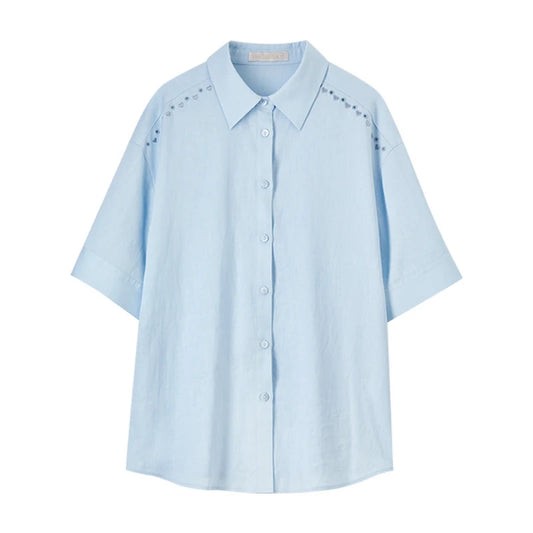 Cutwork-Detail Short-Sleeve Shirt