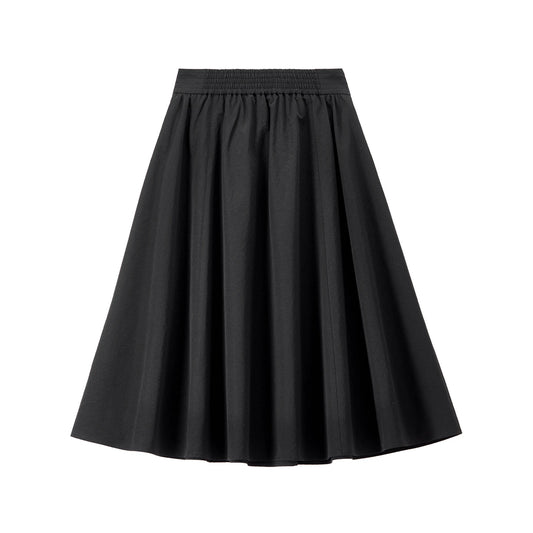Elastic-Waist A-Line Midi Skirt