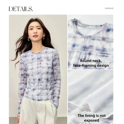 Check-Print Long-Sleeve Tee